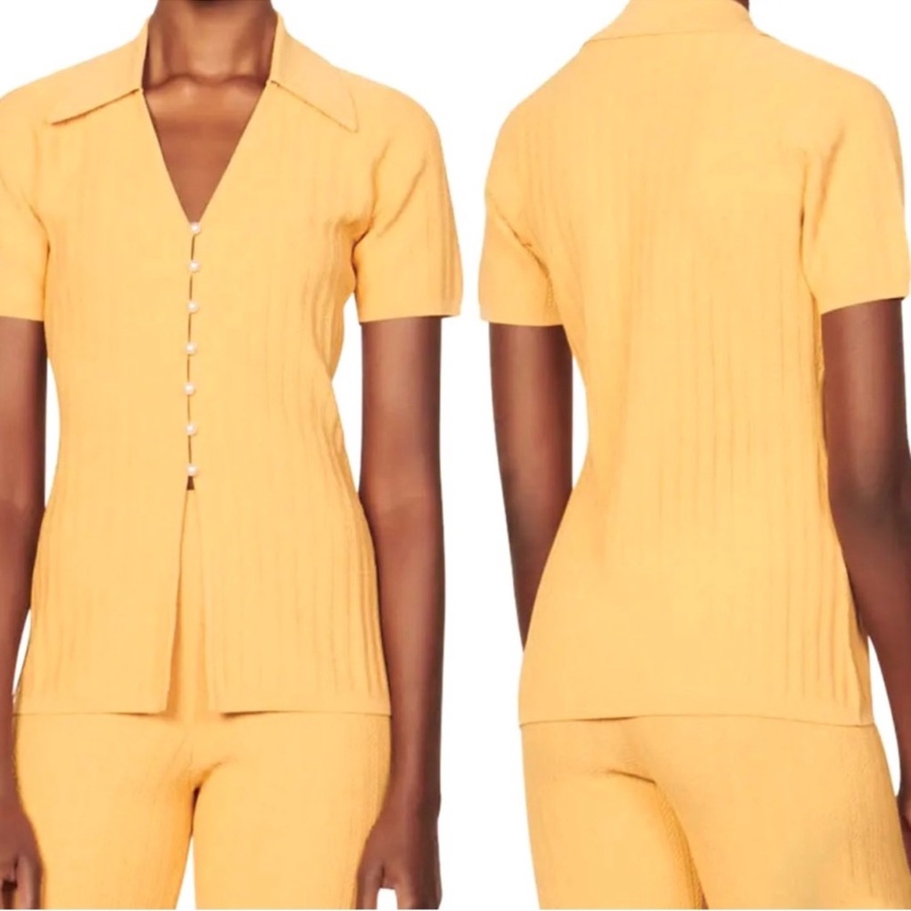 Sandro pearl button knit top